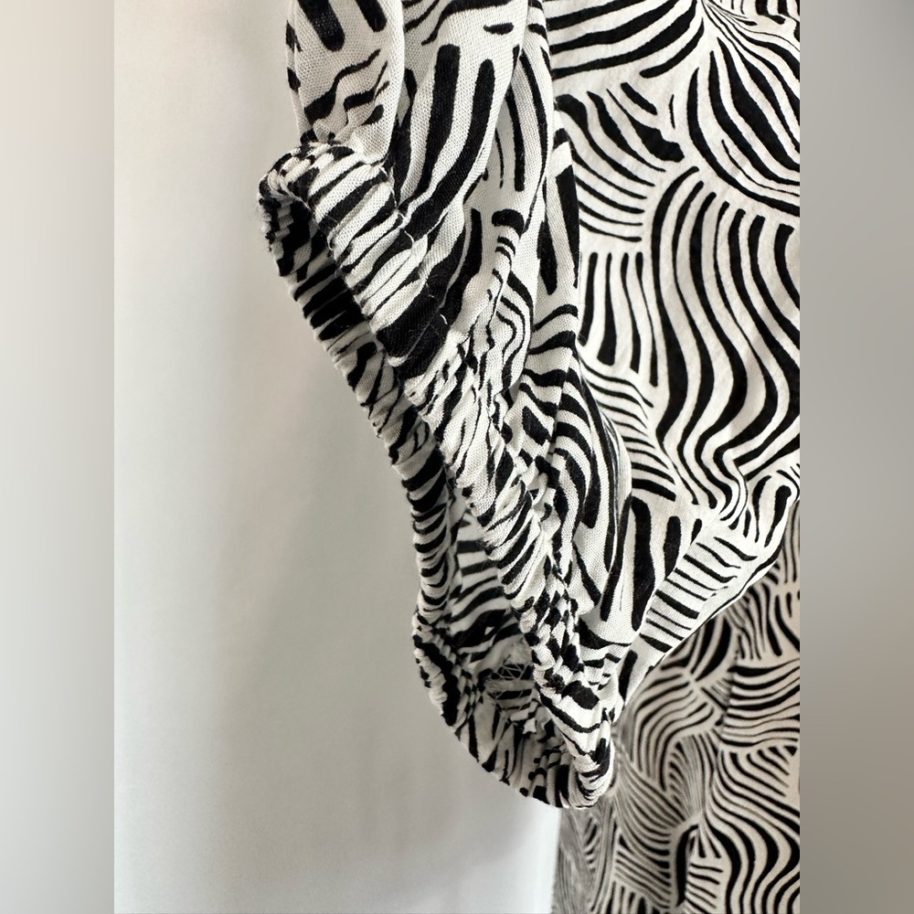 LOFT Black & White Abstract Print Tie-Front Midi Cover Up Dress | Size M/L(1228) - Picture 11 of 14